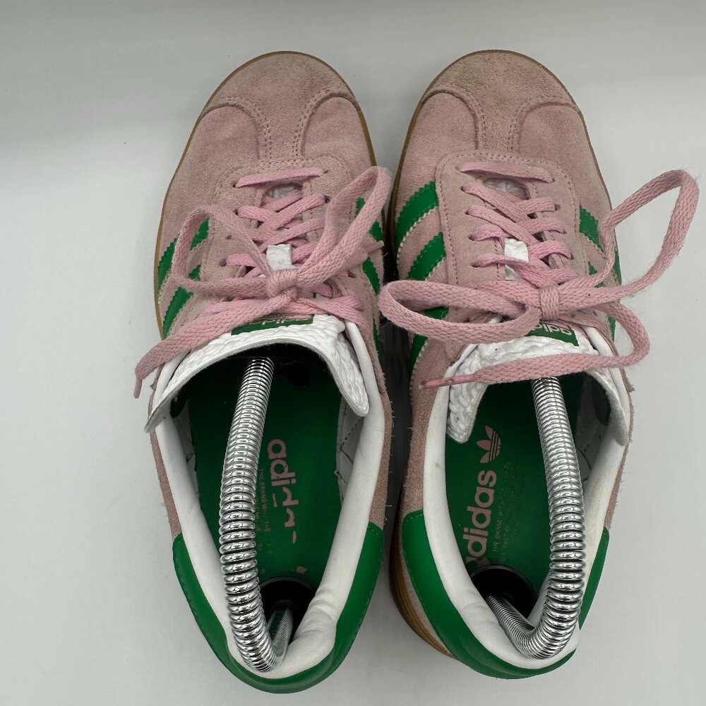 Adidas Gazelle Bold Shoes Pink Suede Green Stripes Women's 8.5 - Picture 5 of 7